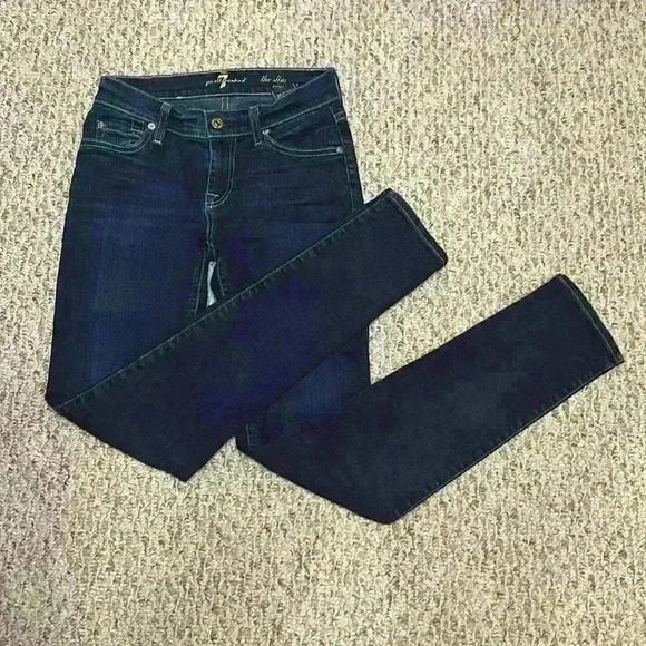 7 For All Mankind The Slim Cigarette Dark Wash Skinny Jeans Size 24 - Picture 11 of 14